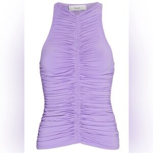 L.C. Adley Ruched Sleeveless V-neck Tank Top Small in Purple